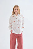 FOXES EMBROIDERED WHITE BUTTONDOWN SHIR