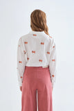 FOXES EMBROIDERED WHITE BUTTONDOWN SHIR
