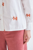 FOXES EMBROIDERED WHITE BUTTONDOWN SHIR