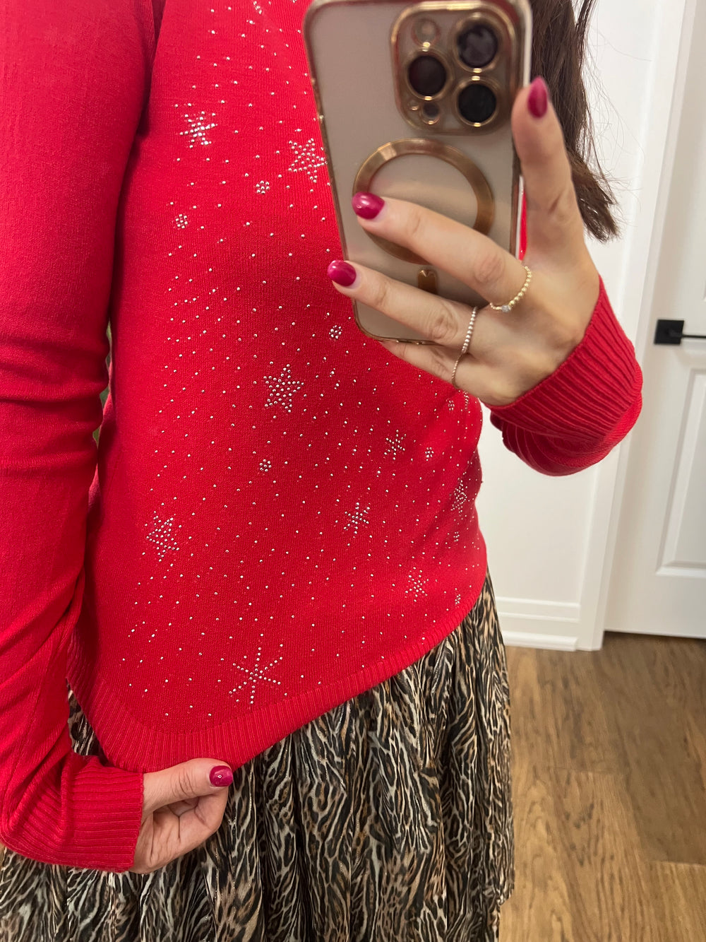 RAZZLE RED STARS IN SKY SWEATER