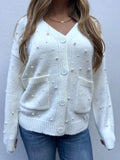 PEARLS WINTER WHITE CARDIGAN