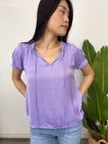 SOLENE LAVENDER RUFFLE NECK TOP