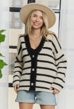 DEIDRE BLK STRIPE CHUNKY CARDI