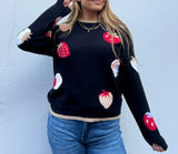 SWEET STRAWBERRIES BLACK SWEATER