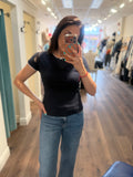 MLE NAVY S/SLV KNIT W/WHITE SCALLOP TRIM