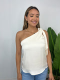 FOXY CREAMY SATIN ONE SHOULDER