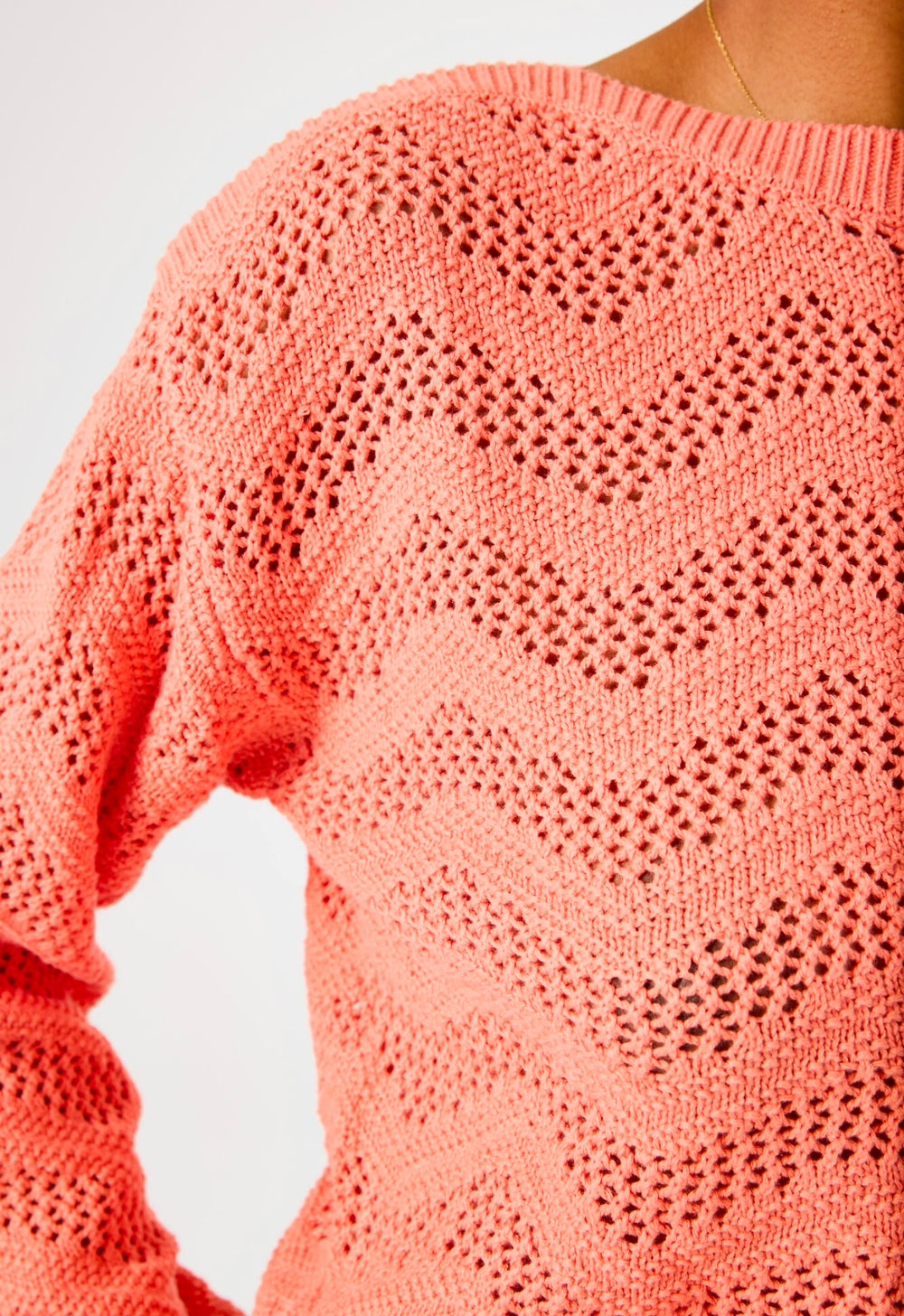 PEACH SORBET CROCHET SWEATER