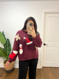 SNOWMAN XMAS BURGUNDY PULLOVER
