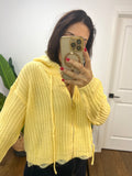 BUTTER YELLOW CROP ZIP HOODIE