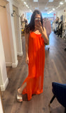 TINA CAMI ORANGE SILK MAXI