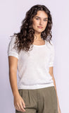 MADDI MESH SQ NECK WHITE TOP