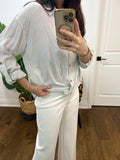 TIMONTY WHITE STRIPE KNOTTED BLOUSE