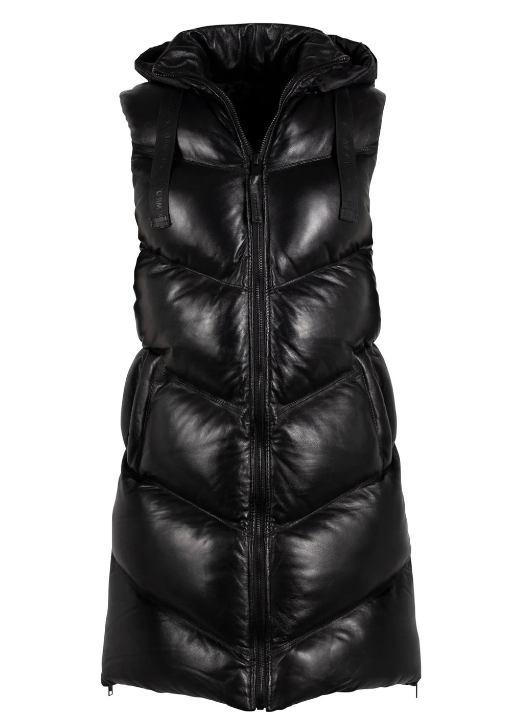GINA LONG VEST LEATHER PUFFER
