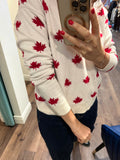 FALLING MAPLES RED ON WHITE CANADA SWEAT