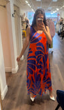 ORANGE BLUE DOUBLE V SILK MAXI