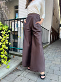 CARMELLA BROWN SATIN PALLAZZO PANT