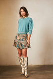 FRIDA MINT GOLD LUREX TRIM SWEATER