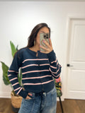 NAVY AND STRIPES CUTE CARDI