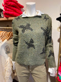 FLY AWAY OLIVE SEQUIN SOFT SWEATER