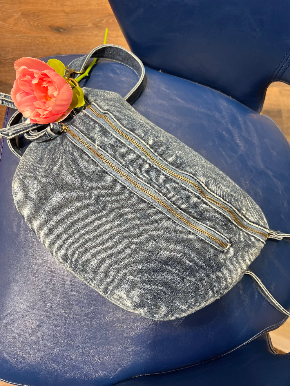 STEPH Dark DENIM LARGE CROSSBODY DOUBLE