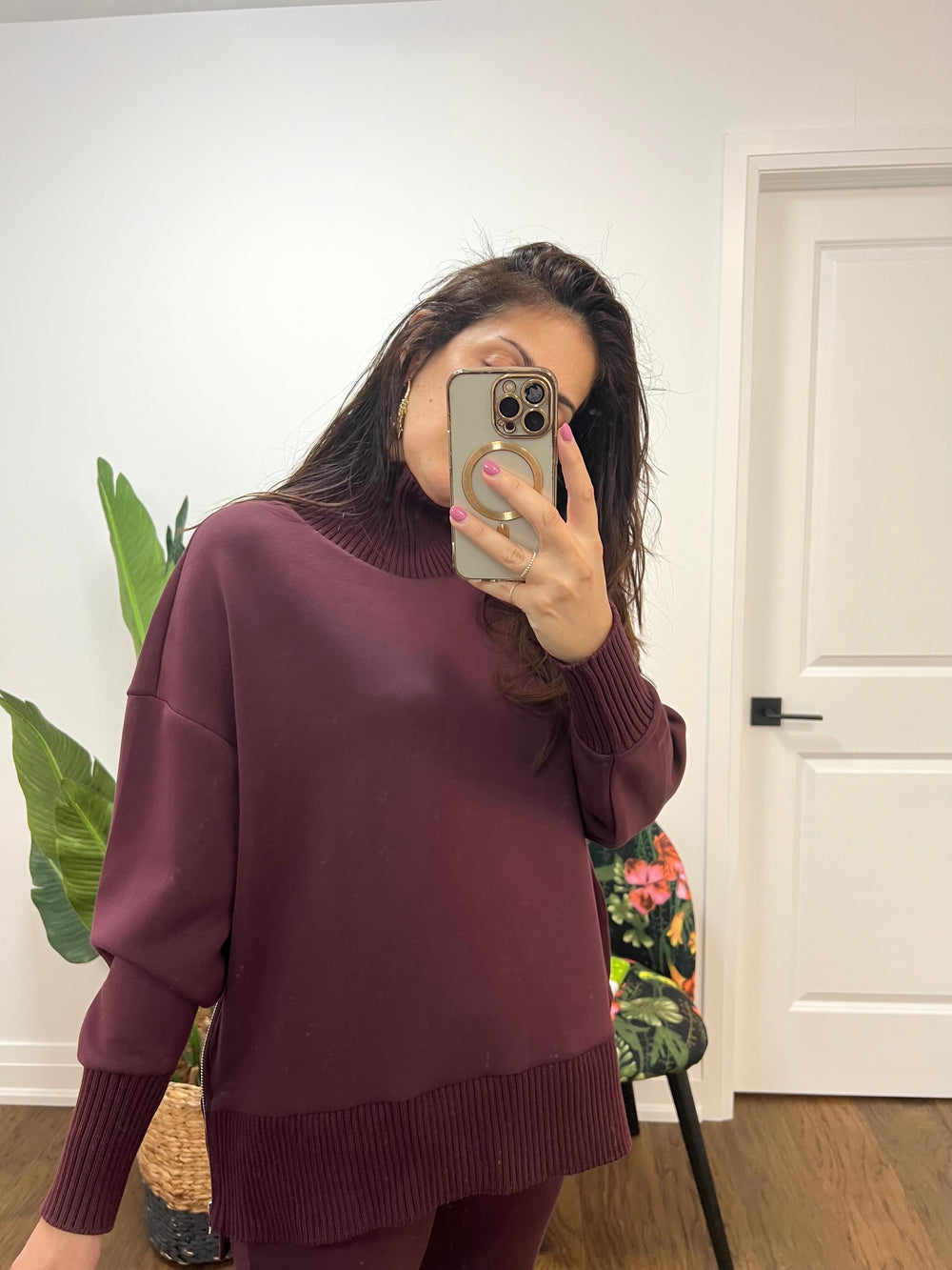 UMBER CORNELIA RAGLAN SIDE ZIP BURGUNDY