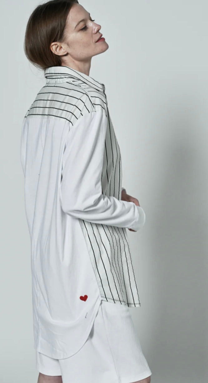 GRACE BLK WHITE STRIPE OVERSIZE SHIRT🇨🇦