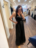 SMOCK HALTER BLACK MAXI