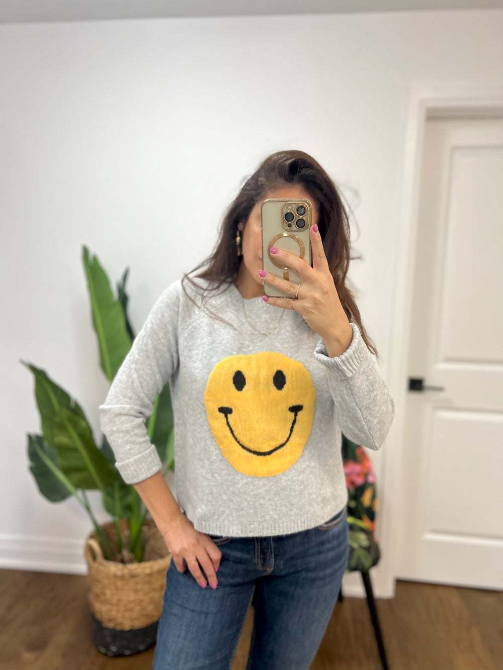 SMILE IT'S A GREY DAY SWEATER