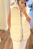 WINE LINED SHERPA IVORY PUFFER VEST