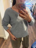 JENNY SOFT HEATHER GREY VNECK SWEATER