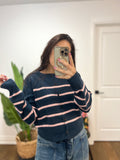 NAVY AND STRIPES CUTE CARDI