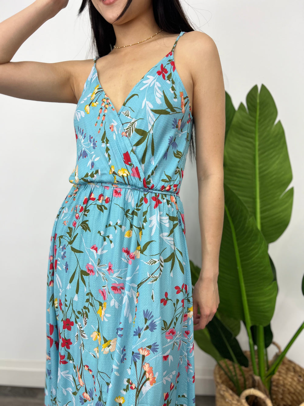 BLOSSOM TREE AQUA SPAG LONG DRESS