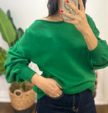 GREEN INSIDE OUT BIG SLV SWEATER