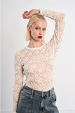 YOUNG ALL STRETCH LACE L/S TOP