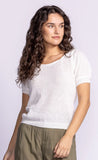 MADDI MESH SQ NECK WHITE TOP