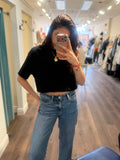 BUBBLE HEM BLACK TEE