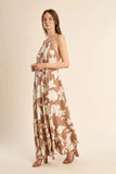 CHLOE BEIGE SKETCH HALTER MAXI