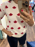 FALLING MAPLES RED ON WHITE CANADA SWEAT