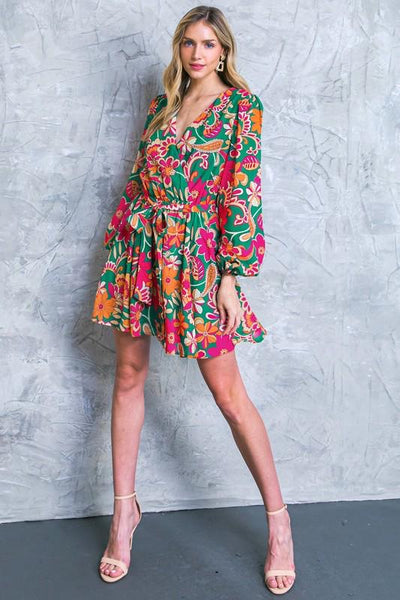 BELLAGIO GREEN JUNGLE MIX FAUX WRAP DR