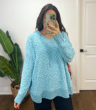 SKY BLUE CHENILLE POPCORN HOODIE
