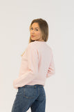AISHA PINK CRYSTAL BUTTON CARDIGAN`