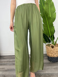 DILETTA MOSS SILK PULL UP PANT