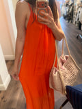 TINA CAMI ORANGE SILK MAXI
