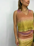 GLAM ON METALLIC OMBRE VNECK TOP