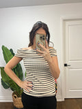 STRIPE TEXTURED OFF SHO TOP