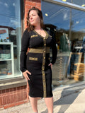 LADY CAPTAIN BLK KNIT GOLD MILITARY DR