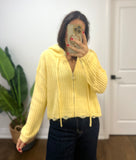 BUTTER YELLOW CROP ZIP HOODIE