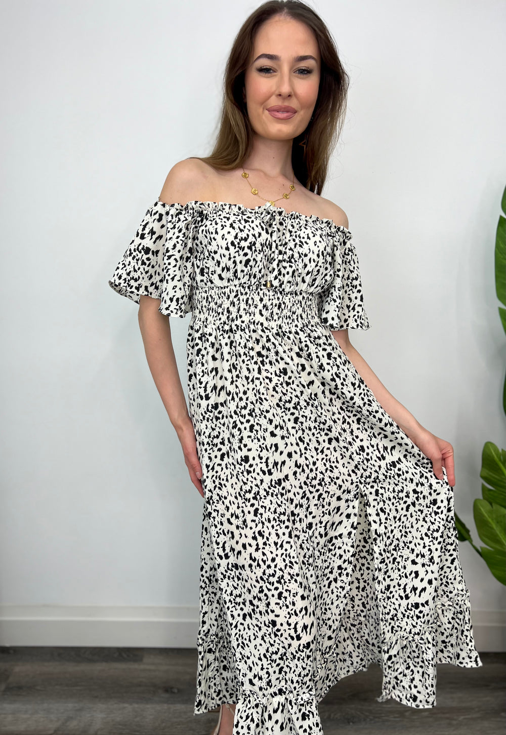 SWEET DARLING CHEETAH MAXI BLK WHITE