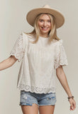 EYELET IVORY RUFF CAP LINED TOP