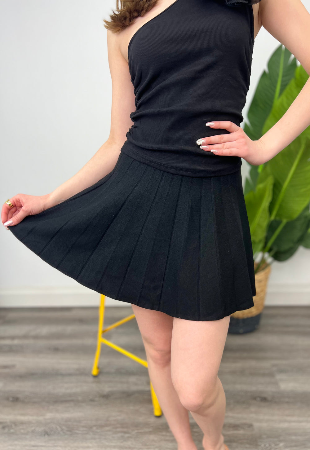 *Last One* KNIT PLEAT BLACK TENNIS SKIRT